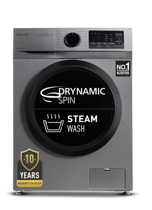 Panasonic 7 kg 5 Star Inverter Fully Automatic Front Loading Washing Machine with Built-In Heater (NA-147MH2L01, Dark Silver, 2024 Model) 