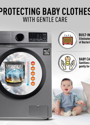 Panasonic 7 kg 5 Star Inverter Fully Automatic Front Loading Washing Machine with Built-In Heater (NA-147MH2L01, Dark Silver, 2024 Model) 