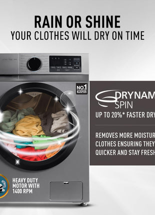 Panasonic 7 kg 5 Star Inverter Fully Automatic Front Loading Washing Machine with Built-In Heater (NA-147MH2L01, Dark Silver, 2024 Model) 