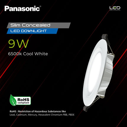 Panasonic 9 Watt LED Concealed Downlighter, LED Recessed Downlight, 85mm Cut Out, BIS & ROHS Certified, 4KV Surge Protection, Cool White Light (PDLM34097) 