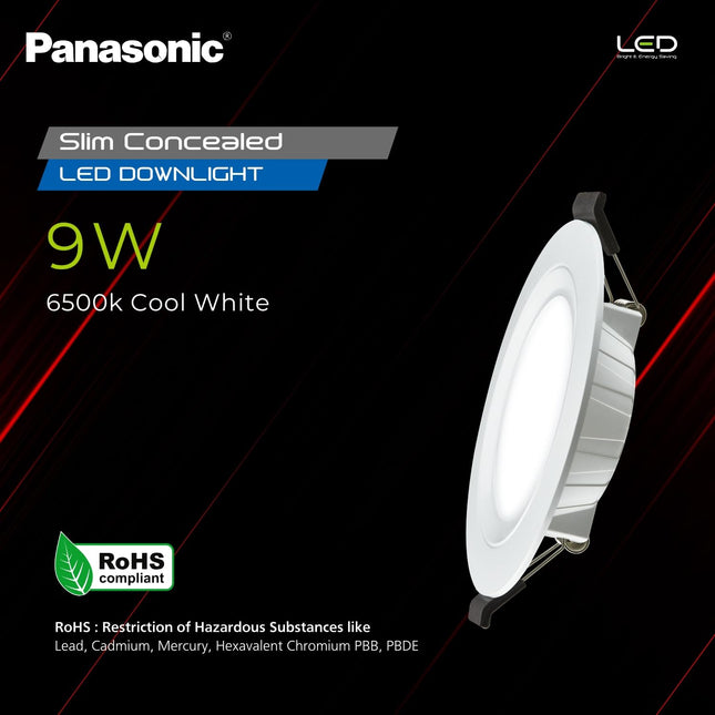 Panasonic 9 Watt LED Concealed Downlighter, LED Recessed Downlight, 85mm Cut Out, BIS & ROHS Certified, 4KV Surge Protection, Cool White Light (PDLM34097) 