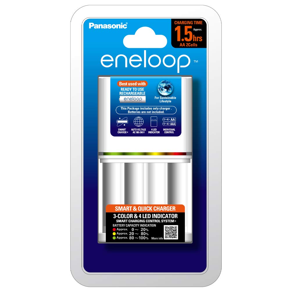 Panasonic CC55 Smart & Quick 1.5-Hours Battery Charger, 1 count. 