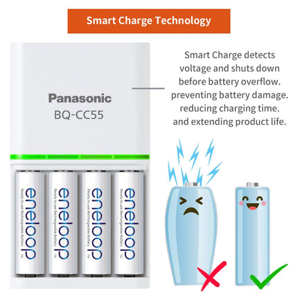 Panasonic CC55 Smart & Quick 1.5-Hours Battery Charger, 1 count. 