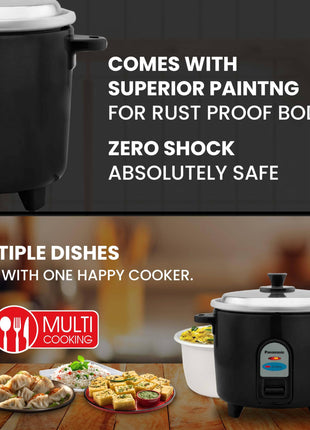 Panasonic Electric Automatic Cooker With Auto Switch Off| SR-WA10 (E) | 450 Watts | Capacity 1.0 Litre With 600 Grams Raw Rice Cooking |Colour Black 