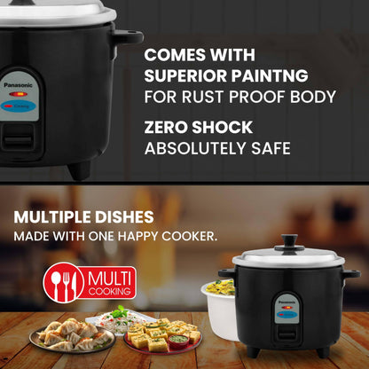 Panasonic Electric Automatic Cooker With Auto Switch Off| SR-WA10 (E) | 450 Watts | Capacity 1.0 Litre With 600 Grams Raw Rice Cooking |Colour Black 