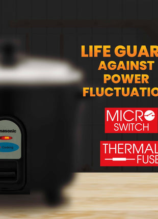 Panasonic Electric Automatic Cooker With Auto Switch Off| SR-WA10 (E) | 450 Watts | Capacity 1.0 Litre With 600 Grams Raw Rice Cooking |Colour Black 
