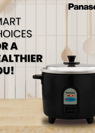 Panasonic Electric Automatic Cooker With Auto Switch Off| SR-WA10 (E) | 450 Watts | Capacity 1.0 Litre With 600 Grams Raw Rice Cooking |Colour Black 