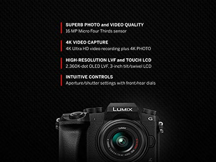 Panasonic LUMIX G7 16.00 MP 4K Mirrorless Interchangeable Lens 128 GB Camera Kit with 14-42 mm Lens (Black) with 3x Optical Zoom 