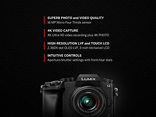 Panasonic LUMIX G7 16.00 MP 4K Mirrorless Interchangeable Lens 128 GB Camera Kit with 14-42 mm Lens (Black) with 3x Optical Zoom 