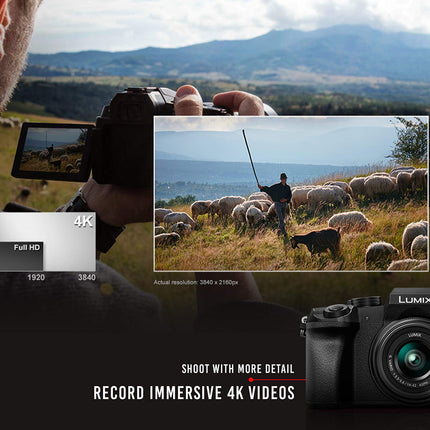 Panasonic LUMIX G7 16.00 MP 4K Mirrorless Interchangeable Lens 128 GB Camera Kit with 14-42 mm Lens (Black) with 3x Optical Zoom 