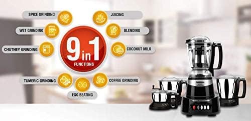 Panasonic Mixer Grinder MX-AV425 (Charcoal Black)Elements Series Powerful 1500W(Max Motor Lock Wattage)4 Jar(Three-304-SS Stainless Steel & 1Juicer Extractor Jar)|Warranty 2 Yrs Product & 5 Yrs Motor 