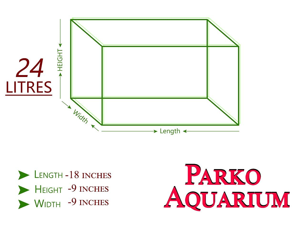 Parko Big Size Fish Tank Aqua Habitat Aquarium 24 Litre,9x9x18 Inches(Colour May Vary,)(Glass Tank ONLY) 