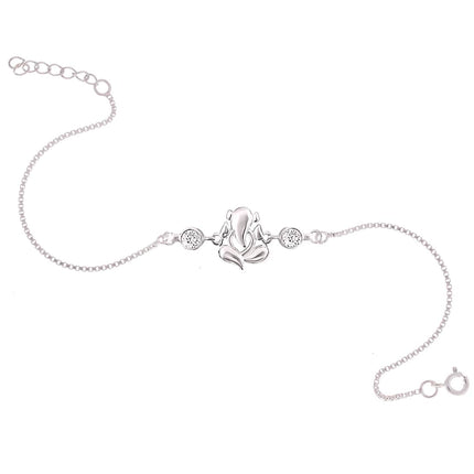 Parnika 925 Om Ganesha Rudraksha Infinity Bro Shiv Bhai Adjustable Silver Rakhi Bracelet For Brother in 92.5 Sterling Silver for Boys and Men | Chandi ki Rakhi | Gift Box Roli Chawal (Ganeshji CZ) 