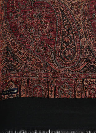 Pashmoda Men Zarif-e-Kashmir Woven Design Shawl (SIZE: 101x203 CM, Black Color) 