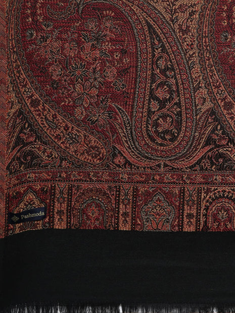 Pashmoda Men Zarif-e-Kashmir Woven Design Shawl (SIZE: 101x203 CM, Black Color) 