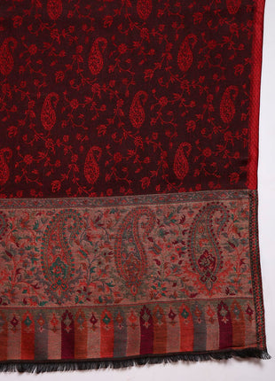 Pashmoda Women Gulpari Kaani Stole, Authentic Kashmiri Luxury Pashmina Style Shawl, Stole, (Size 28x80 Inches, Maroon Color) MAVST06 