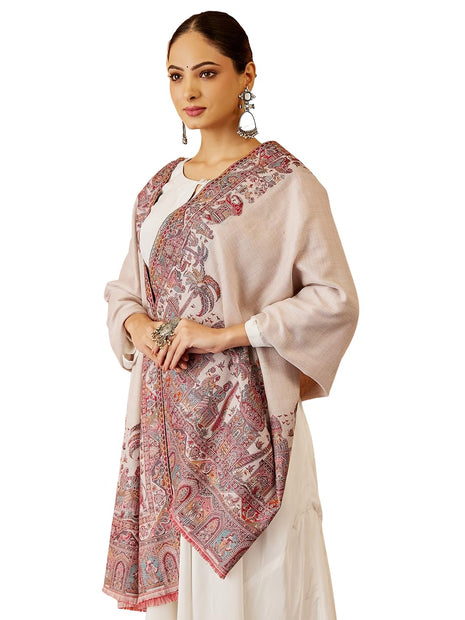 Pashmoda Women Gulzaar Kashmiri Jamawar Woven Shawl, Kaani Jacquard Shawls, Stole, Wraps, Luxury Pashmina Evening Wrap (Size: 101X203 CM) 