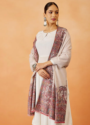 Pashmoda Women Gulzaar Kashmiri Jamawar Woven Shawl, Kaani Jacquard Shawls, Stole, Wraps, Luxury Pashmina Evening Wrap (Size: 101X203 CM) 