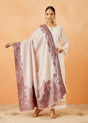 Pashmoda Women Gulzaar Kashmiri Jamawar Woven Shawl, Kaani Jacquard Shawls, Stole, Wraps, Luxury Pashmina Evening Wrap (Size: 101X203 CM) 