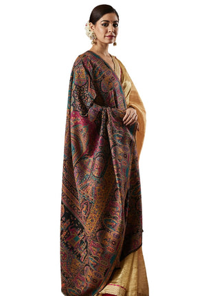 Pashmoda Women Surmai Kaani Wool Blend Kashmiri Shawl (Size: 101X203 CM) 