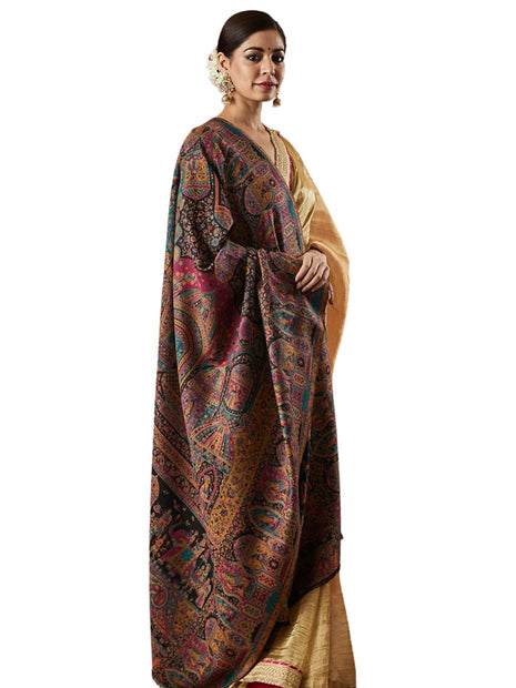 Pashmoda Women Surmai Kaani Wool Blend Kashmiri Shawl (Size: 101X203 CM) 