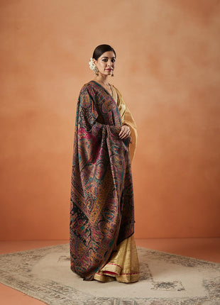 Pashmoda Women Surmai Kaani Wool Blend Kashmiri Shawl (Size: 101X203 CM) 