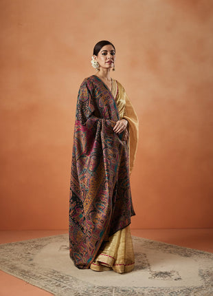 Pashmoda Women Surmai Kaani Wool Blend Kashmiri Shawl (Size: 101X203 CM) 