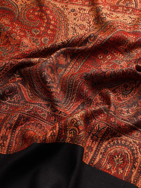 Pashmoda- Women's Faux Pashmina Jamawar Shawl, Wrap (SIZE: 40X80 Inches) (Black) 