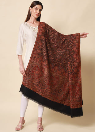 Pashmoda- Women's Faux Pashmina Jamawar Shawl, Wrap (SIZE: 40X80 Inches) (Black) 