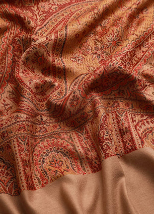 Pashmoda- Women's Faux Pashmina Jamawar Shawl, Wrap (SIZE: 40X80 Inches) (Brown) 