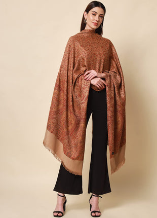 Pashmoda- Women's Faux Pashmina Jamawar Shawl, Wrap (SIZE: 40X80 Inches) (Brown) 