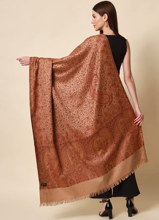 Pashmoda- Women's Faux Pashmina Jamawar Shawl, Wrap (SIZE: 40X80 Inches) (Brown) 