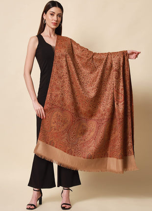 Pashmoda- Women's Faux Pashmina Jamawar Shawl, Wrap (SIZE: 40X80 Inches) (Brown) 