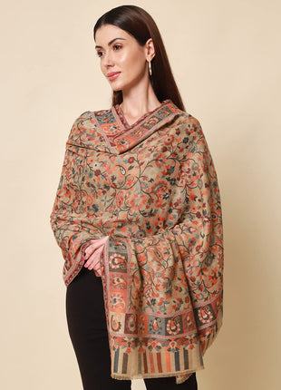 Pashmoda - Women’s Kaani Wool Blend Shawl, Wrap (Light Pashmina Colour) 