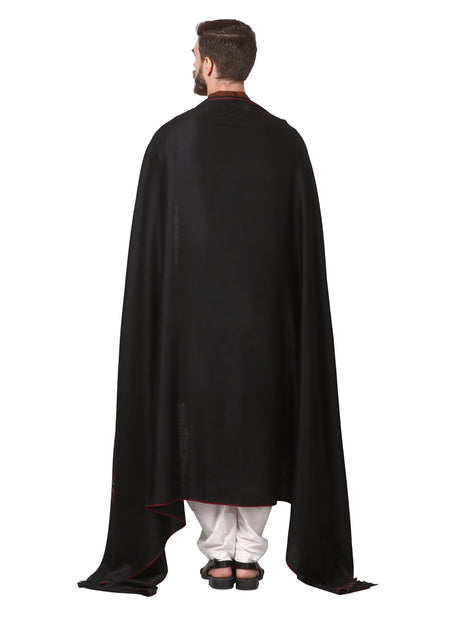 Pashtush Men's Fine Wool Kullu Lohi, Woven Shawls, Inspired by Himachal Handicrafts (Large, Black) 
