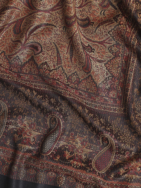 Pashtush Mens Jamawar Shawl, Faux Pashmina, Black 