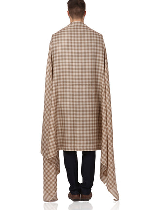 Pashtush Mens Woven Check Design Shawl, Extra-Fine Australian Merino Wool. Light Weight, Soft Fine Wool, Cashmere Handfeel 