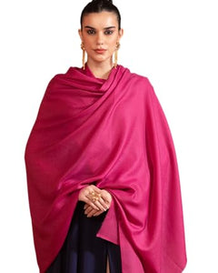 Pashtush Womens Extra Fine Wool Shawl, Solid Weave Weave Design, Flamingo 