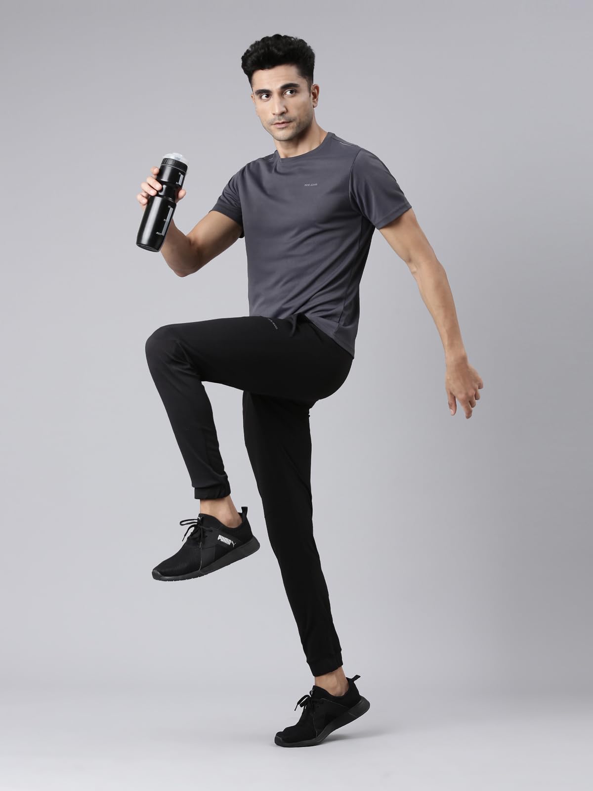 Pepe Jeans Innerwear Men's Regular Fit Track Mid Rise Pants (PPTR01_Black_XL) 