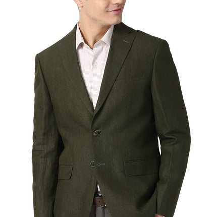 Peter England Men's Blazer (PIBZLNSP224764_Olive_38) 