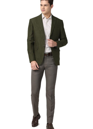 Peter England Men's Blazer (PIBZLNSP224764_Olive_38) 