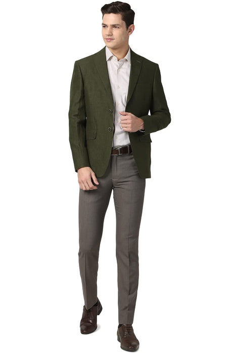 Peter England Men's Blazer (PIBZLNSP224764_Olive_38) 