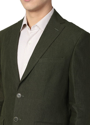 Peter England Men's Blazer (PIBZLNSP224764_Olive_38) 