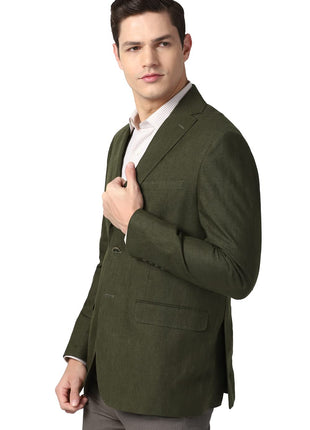 Peter England Men's Blazer (PIBZLNSP224764_Olive_38) 
