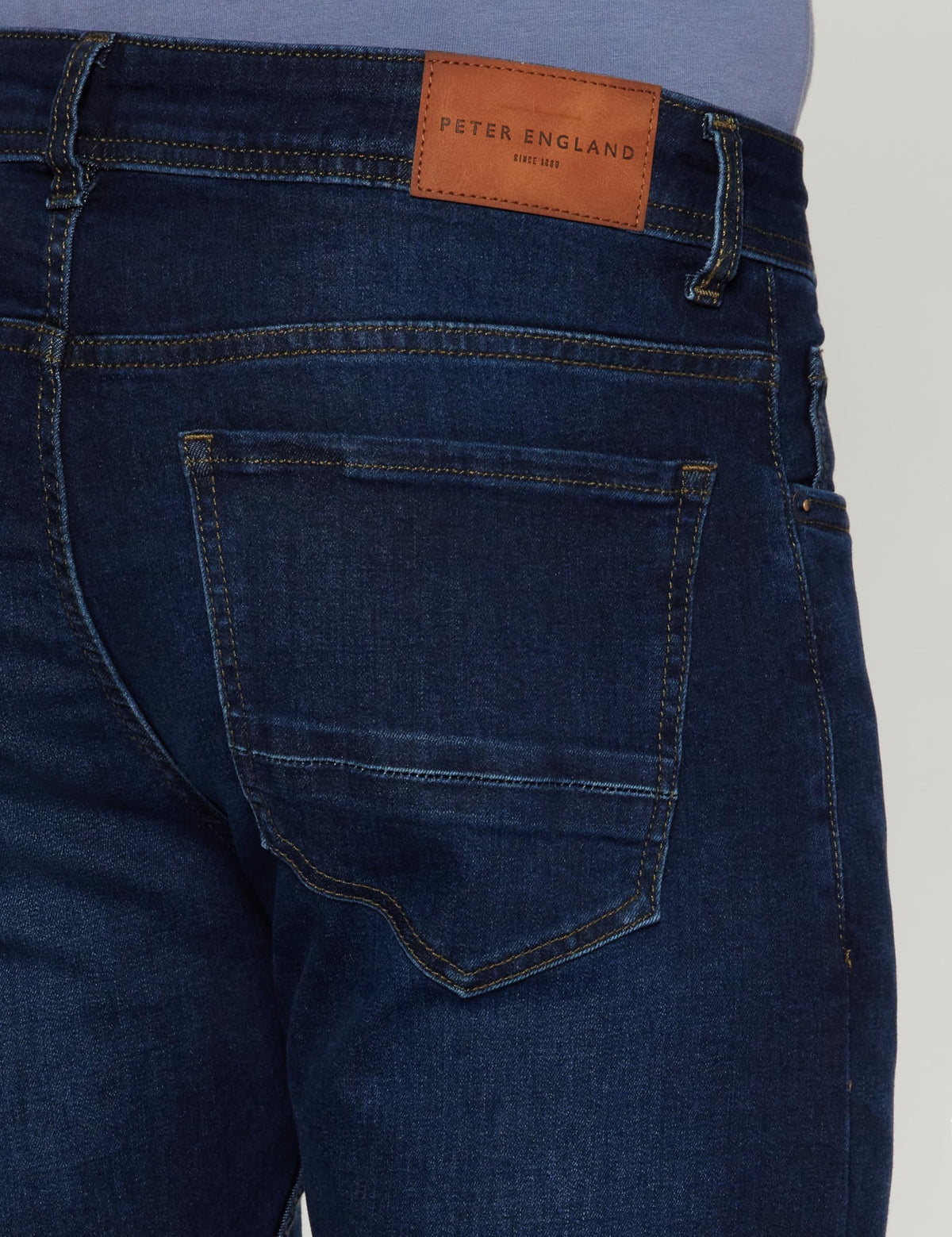Peter England Men's Classic Tapered Stretchable Twill Jeans, Mid Rise, 36 Dark Blue 