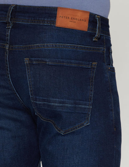 Peter England Men's Classic Tapered Stretchable Twill Jeans, Mid Rise, 36 Dark Blue 