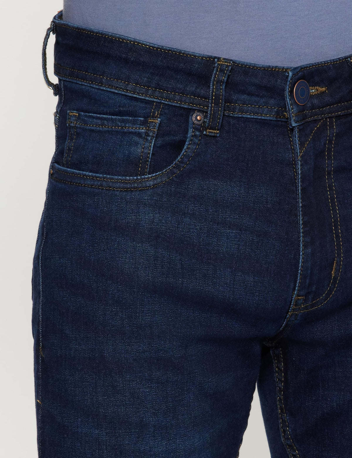 Peter England Men's Classic Tapered Stretchable Twill Jeans, Mid Rise, 36 Dark Blue 