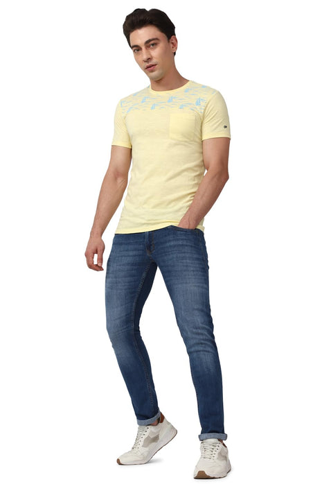 Peter England Men's Mid Wash Stretchable Mid Rise Jeans Medium Blue 