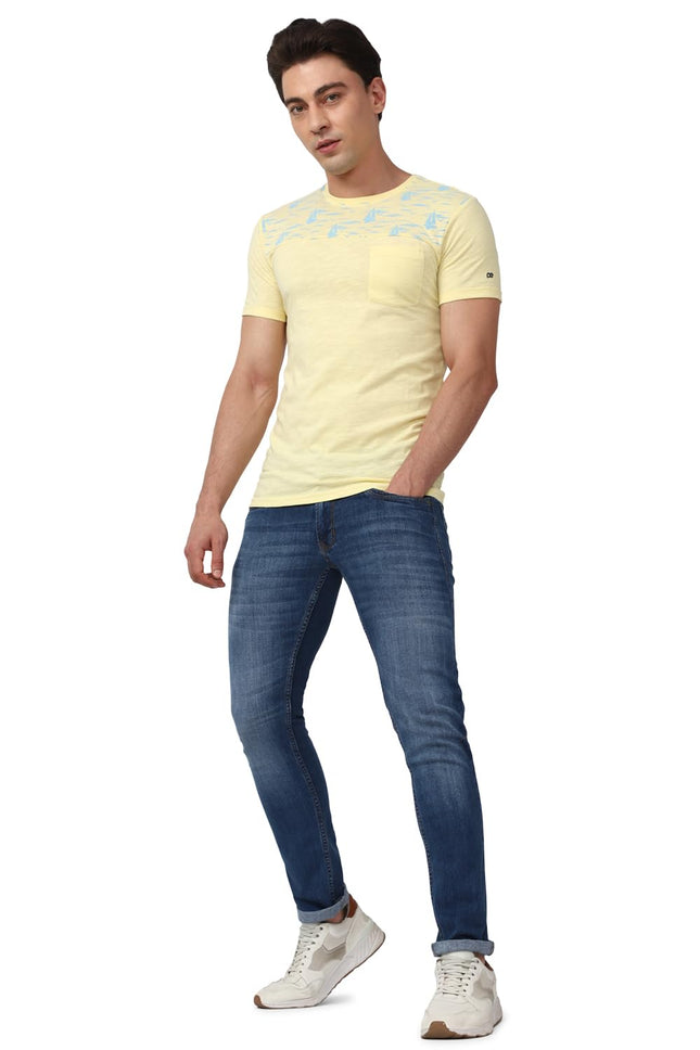 Peter England Men's Mid Wash Stretchable Mid Rise Jeans Medium Blue 