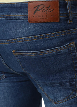 Peter England Men's Mid Wash Stretchable Mid Rise Jeans Medium Blue 